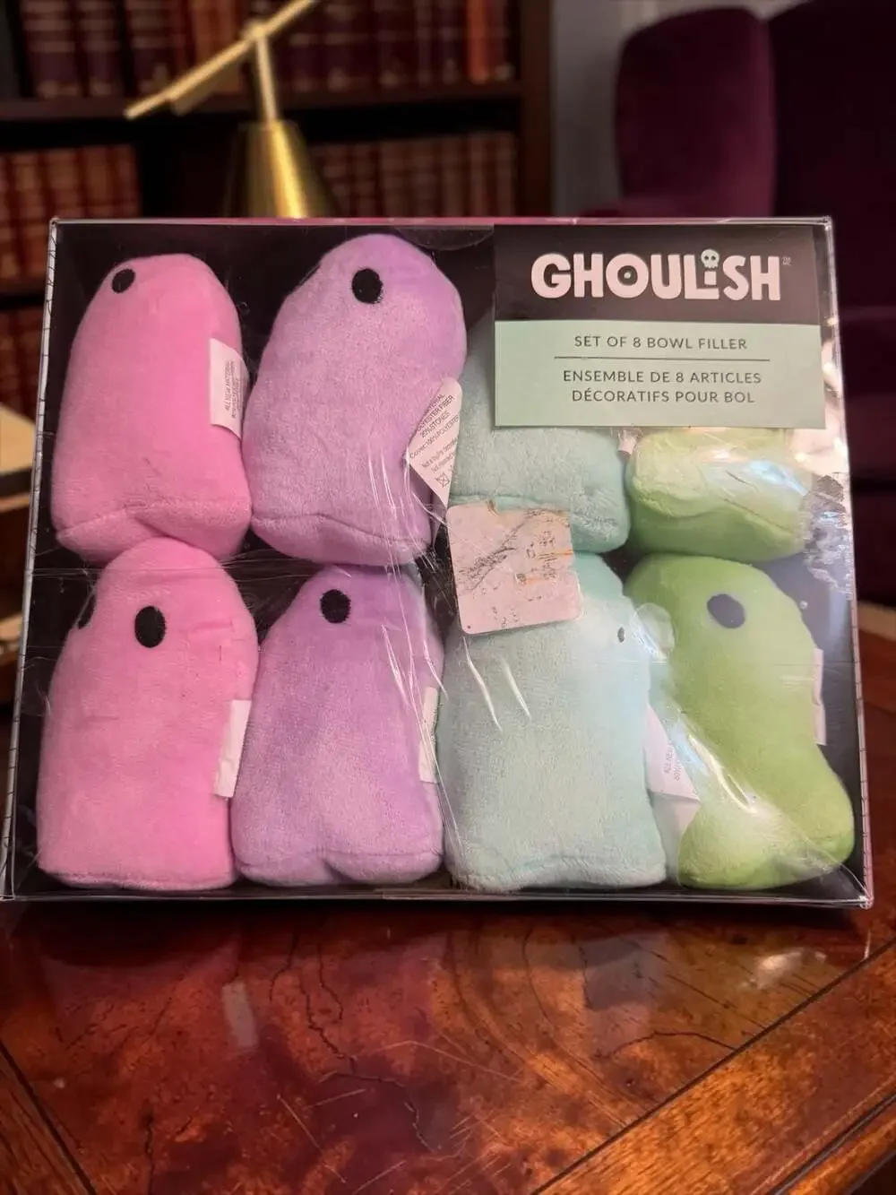 Ghoulish Set of 8 Bowl Filler Halloween Ghost Plush Decor
